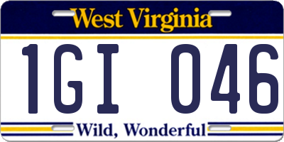 WV license plate 1GI046