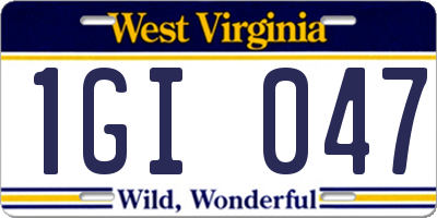 WV license plate 1GI047