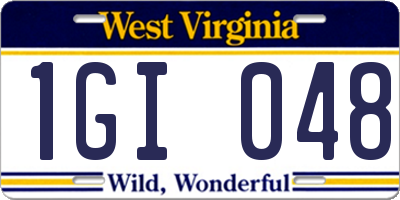 WV license plate 1GI048