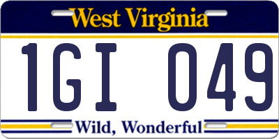 WV license plate 1GI049