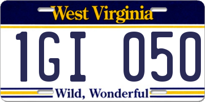 WV license plate 1GI050