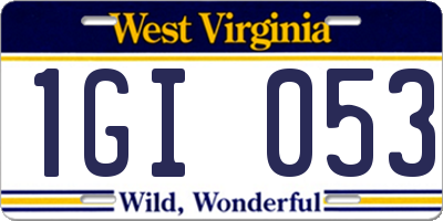WV license plate 1GI053