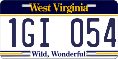 WV license plate 1GI054