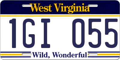 WV license plate 1GI055