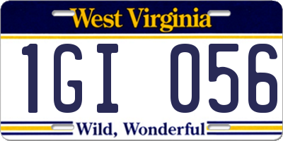 WV license plate 1GI056