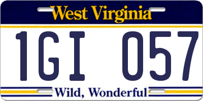 WV license plate 1GI057