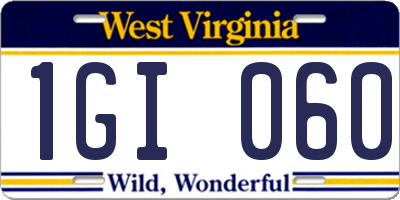 WV license plate 1GI060