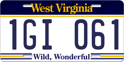 WV license plate 1GI061