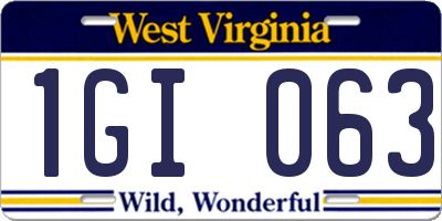 WV license plate 1GI063