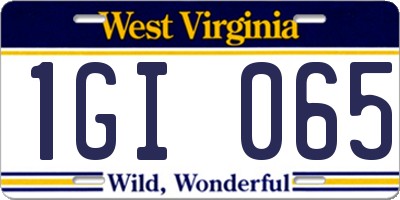 WV license plate 1GI065