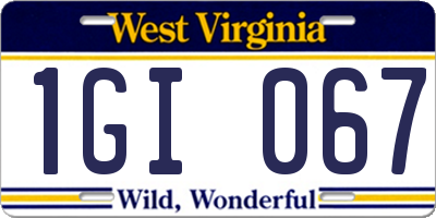 WV license plate 1GI067