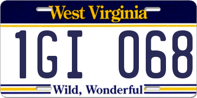 WV license plate 1GI068
