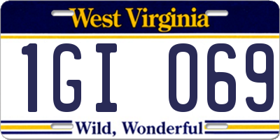 WV license plate 1GI069