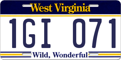 WV license plate 1GI071