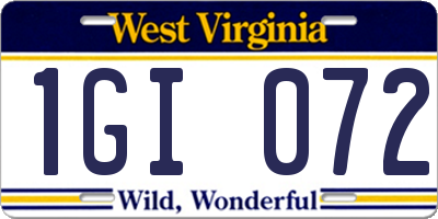 WV license plate 1GI072