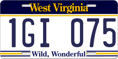 WV license plate 1GI075