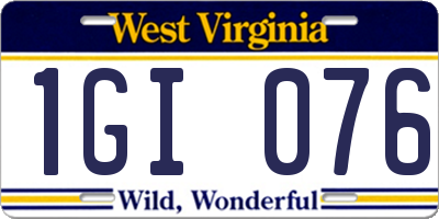 WV license plate 1GI076