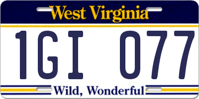 WV license plate 1GI077