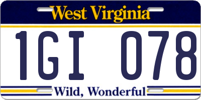 WV license plate 1GI078