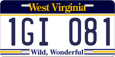 WV license plate 1GI081