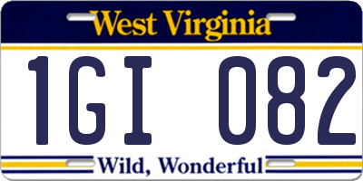 WV license plate 1GI082