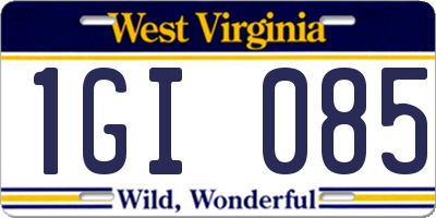 WV license plate 1GI085