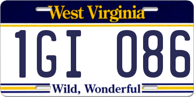 WV license plate 1GI086