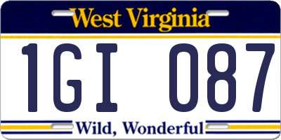 WV license plate 1GI087