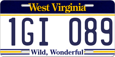 WV license plate 1GI089