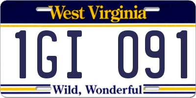 WV license plate 1GI091