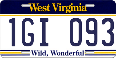 WV license plate 1GI093