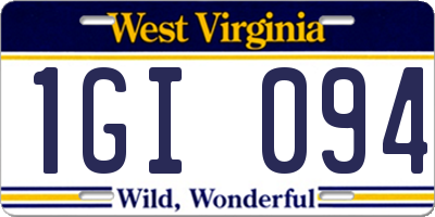 WV license plate 1GI094