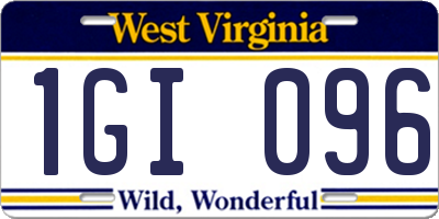 WV license plate 1GI096