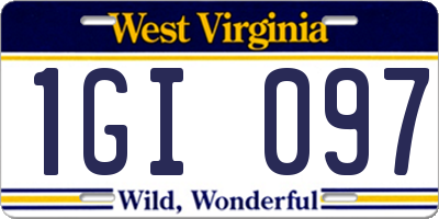 WV license plate 1GI097