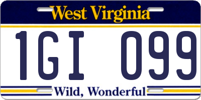 WV license plate 1GI099