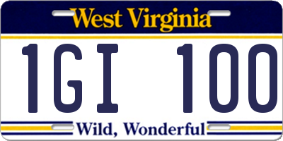 WV license plate 1GI100