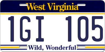 WV license plate 1GI105
