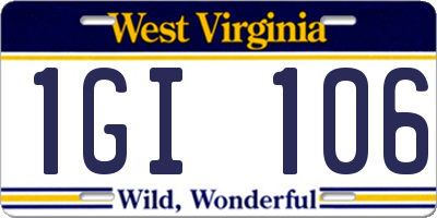 WV license plate 1GI106