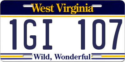 WV license plate 1GI107