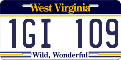 WV license plate 1GI109