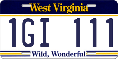 WV license plate 1GI111