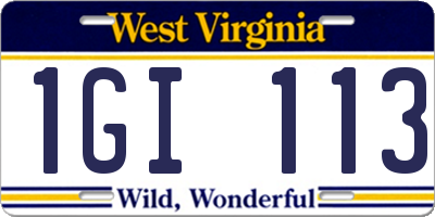 WV license plate 1GI113