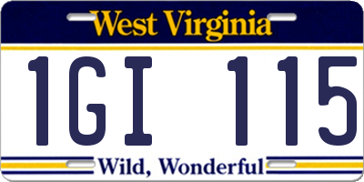 WV license plate 1GI115