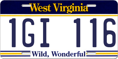 WV license plate 1GI116