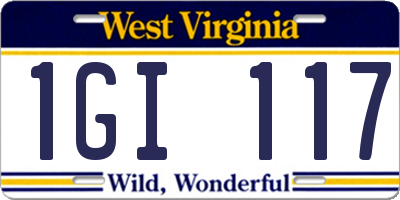 WV license plate 1GI117
