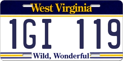 WV license plate 1GI119