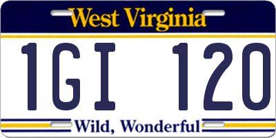 WV license plate 1GI120
