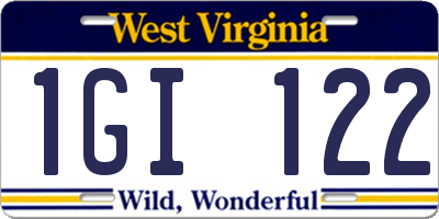 WV license plate 1GI122