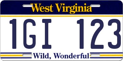 WV license plate 1GI123