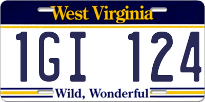 WV license plate 1GI124